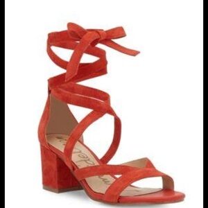 sam edelman sheri ankle wrap tie suede sandals